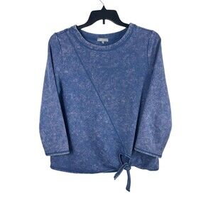 Habitat Blue Mineral Wash Tie Front Women’s L Lightweight 3/4 Sleeve Sweatshirt